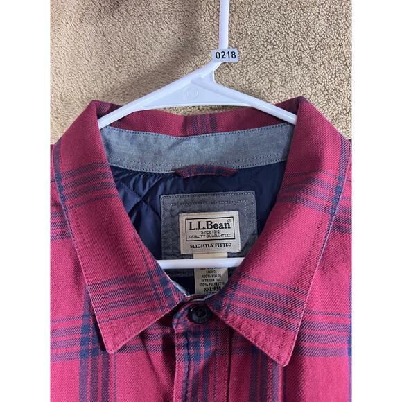 LL Bean Mens Prima Loft Lined Slightly Fitted Red Plaid Shacket Jacket Size 2XL - Picture 8 of 8
